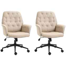 Lot de 2 fauteuils de bureau - Vinsetto - Tissu de chanvre - 66x69x89.5-97cm - Beige