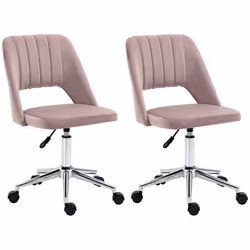 Lot de 2 chaises de bureau - Vinsetto - Velours (100 % polyester) - 49x60x91cm - Rose