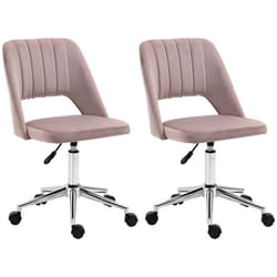 Lot de 2 chaises de bureau - Vinsetto - Velours (100 % polyester) - 49x60x91cm - Rose