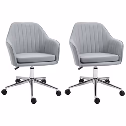Lot de 2 chaises de bureau - Vinsetto - Lin - 61x59x96cm - Gris