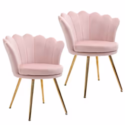 Lot de 2 fauteuil coquillage - HOMCOM - Polyester - 67x64x77cm - Rose