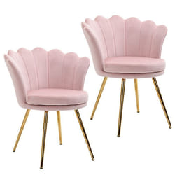 Lot de 2 fauteuil coquillage - HOMCOM - Polyester - 67x64x77cm - Rose
