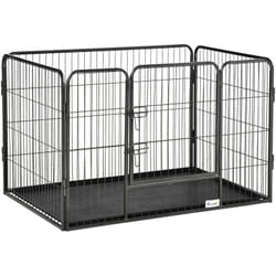Cage chien démontable - enclos chien intérieur/extérieur - porte verrouillable, plateau - acier abs gris noir