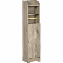 Kleankin - Meuble wc armoire toilette - porte, 2 étagères, niche, support papier - dim. 23L x 18l x 100H cm - gris