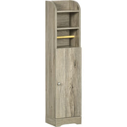 Kleankin - Meuble wc armoire toilette - porte, 2 étagères, niche, support papier - dim. 23L x 18l x 100H cm - gris