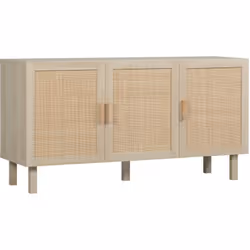 Ce joli buffet au style bohème multi-rangement équipé de 2 placards (un double porte avec 2 étagères réglables en hauteur, un ...