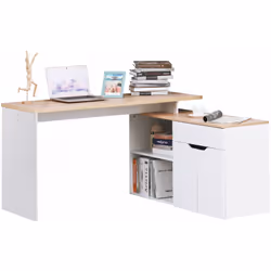 Ce bureau informatique d'angle vous permettra à la fois d'organiser votre espace de rangement et de donner du style à la pièc ...