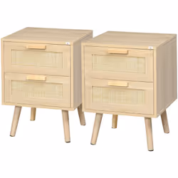 Description générale Elégant et tendance, ce lot de 2 tables de chevet en bois de pin avec panneaux de particules aspect bois ...