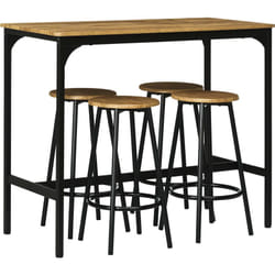 Homcom - Ensemble table de bar 4 tabourets style industriel métal noir aspect bois vieilli