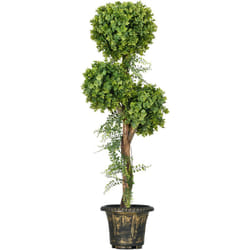 Homcom - Buis artificiel topiaire artificielle 3 boules h. 115 cm pot style antique inclus