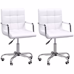 Chaise de bureau - HOMCOM - Métal - 52.5x54x99cm - Blanc