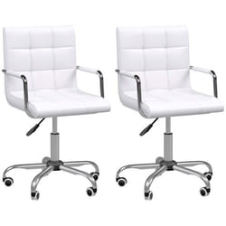 Chaise de bureau - HOMCOM - Métal - 52.5x54x99cm - Blanc