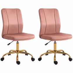 Chaise de bureau - Vinsetto - Velours (100% polyester) - 56x60x102cm - Rose Doré