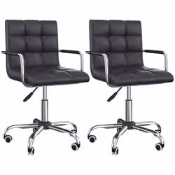 Chaise de bureau - HOMCOM - Revêtement synthétique - 52.5x54x99cm - Noir
