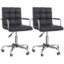 Chaise de bureau - HOMCOM - Revêtement synthétique - 52.5x54x99cm - Noir