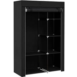 Homcom - Armoire penderie multi-rangement - 6 étagères, 1 barre - dim. 103L x 43l x 162,5H cm - acier noir non tissé noir