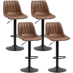 Lot de 4 tabourets de bar HOMCOM style vintage réglable pivotant avec repose-pied revêtement synthétique marron