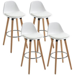 Chaise de Bar - HOMCOM - PU - 38.5x42.5x91cm - Blanc