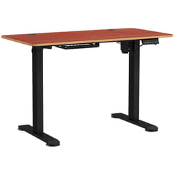 Vinsetto - Bureau assis debout électrique - bureau réglable en hauteur - bureau électrique réglable - acier noir aspect bois acajou