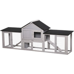Pawhut - Clapier cage à lapins rongeurs xxl 2 étages toit bitumé intégral tiroir déjection 2,10L x 0,46l x 0,85H m bois pin pré-huilé gris