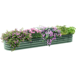 Carré potager de jardin dim. 240L x 62l x 30H cm modulable tôle d'acier ondulée vert