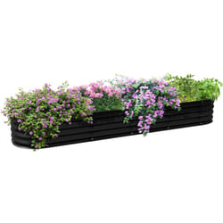 Carré potager de jardin dim. 240L x 62l x 30H cm modulable tôle d'acier ondulée noir