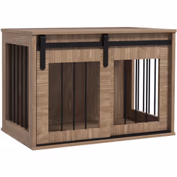 Description générale Cette magnifique cage pour chien au style industriel en acier noir et panneaux de particules avec un asp ...
