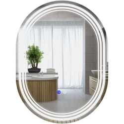 Miroir led mural de salle de bain - 50L x 70H cm - luminosité réglable 3 couleurs - interrupteur tactile - système antibué