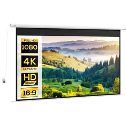 Homcom - cran de projection motorisé home-cinéma format 16:9 120 pouces 4K hd avec télécommande blanc noir
