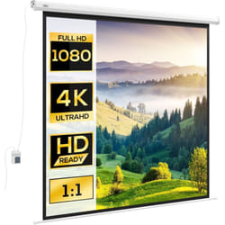 Écran de projection motorisé home-cinéma format 1:1 96 pouces 4K HD avec télécommande blanc noir