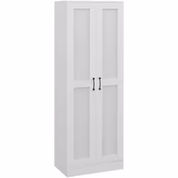 Cette jolie armoire HOMCOM coloris blanc avec poignées métal noir ajoutera une touche de modernité et d'élégance supplémentai ...