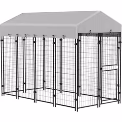 Description générale Ce chenil PawHut d'extérieur en acier pour chiens ou autres animaux permet à votre animal de profiter d' ...