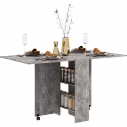 Cette table pliable va devenir indispensable dans votre cuisine ou autre pièce. Très pratique et disposant de 2 petites étagè ...