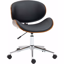Cette jolie chaise de bureau est un objet déco à part entière ! L'acier chromé du piètement se marie parfaitement avec le boi ...