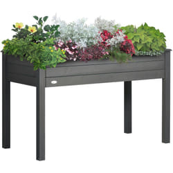 Jardinière sur pieds potager dim. 122L x 56l x 76H cm inserts d'irrigation + feutre de drainage inclus bois sapin gris