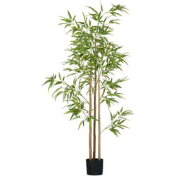 Homcom - Bambou artificiel 1,80H m - plante artificielle - 830 feuilles réalistes, vrais troncs - pot inclus