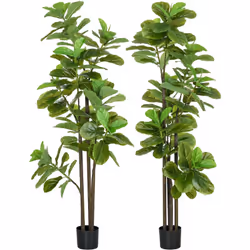 Ajoutez une touche de vert dans votre salon, votre chambre ou votre bureau avec ce splendide lot de 2 ficus Lutea artificiels ...