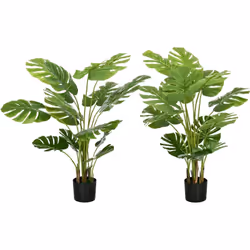 Ajoutez une touche de vert dans votre salon, bureau, entrée avec ce splendide lot de 2 plantes Monstera artificielles. Avec p ...