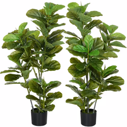 Ajoutez une touche de vert dans votre salon, votre chambre ou votre bureau avec ce splendide lot de 2 ficus Lutea artificiels ...
