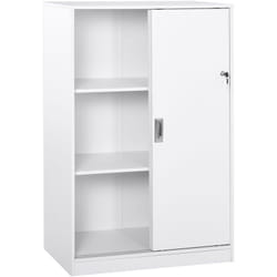 Homcom - Armoire de bureau 2 portes coulissantes verrouillables dim. 80L x 40l x 120H cm 2 étagères panneaux particules blanc