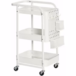 Ce superbe chariot de service à roulettes multi-rangements vous facilitera grandement la vie ! Équipé de 3 plateaux, 2 range- ...