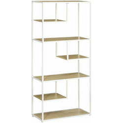 Homcom - Bibliothèque étagère de rangement à 7 niveaux style industriel acier bois clair