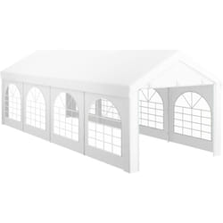 Outsunny - Tente de réception tonnelle barnum dim. 7,96L x 2,97l x 2,85H m 2 portes zippées acier galvanisé pe blanc