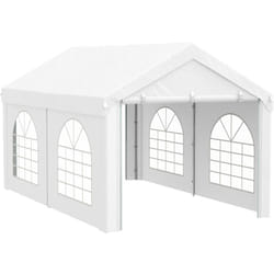 Outsunny - Tente de réception tonnelle barnum dim. 5L x 3l x 2,85H m 2 portes zippées acier galvanisé pe blanc