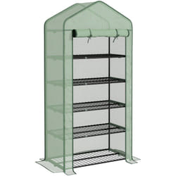 Outsunny - Serre de jardin balcon 5 niveaux porte acier pe vert