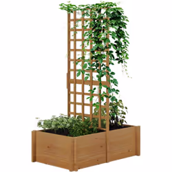 Ce joli carré potager avec treillis robuste en bois de sapin pré-huilé vous permettra de profiter d'un généreux espace de pla ...