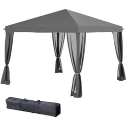 Outsunny - Tonnelle barnum pliant style colonial 2,95L x 2,95l x 2,6H m 4 moustiquaires + sac de transport gris