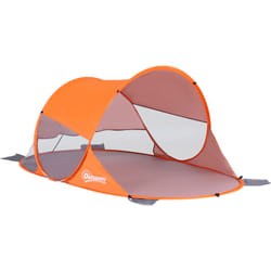 Outsunny - Abri de plage tente de plage pliable pop-up automatique instantané protection uv fenêtre arrière grand tapis de sol orange