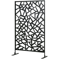 Panneau décoratif extérieur métal - brise vue motif graphique - visserie incluse - dim. 122L x 45l x 198H cm - acier thermolaqué noir