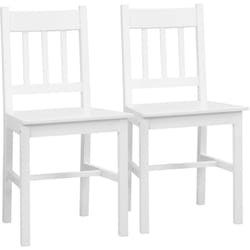 Lot de 2 chaises de salle à manger esprit campagne dossier ajouré à lattes bois pin blanc